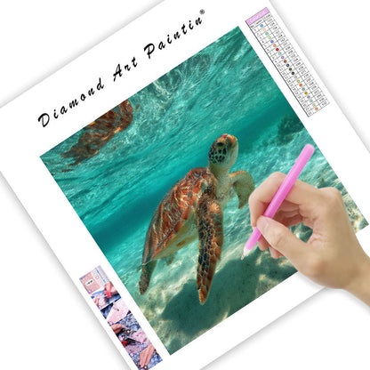 Sea Turtle in Clear Water - Diamond Painting