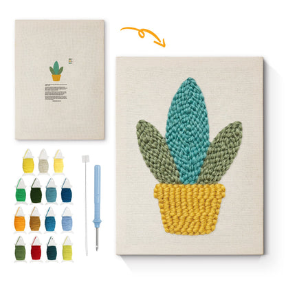 Happy Green Plant - Punch Needle