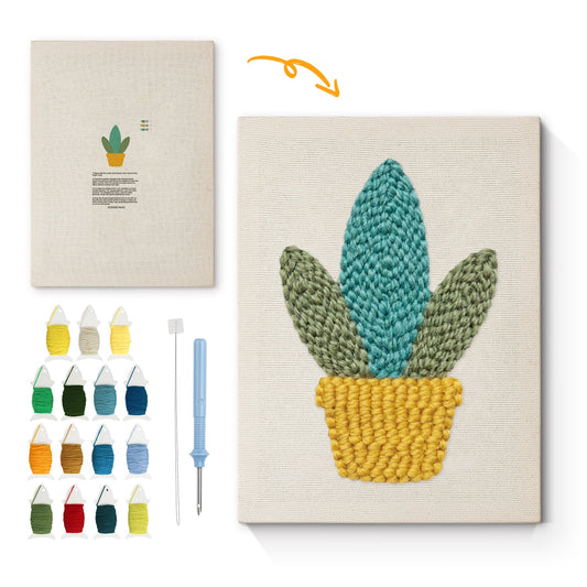 Happy Green Plant - Punch Needle