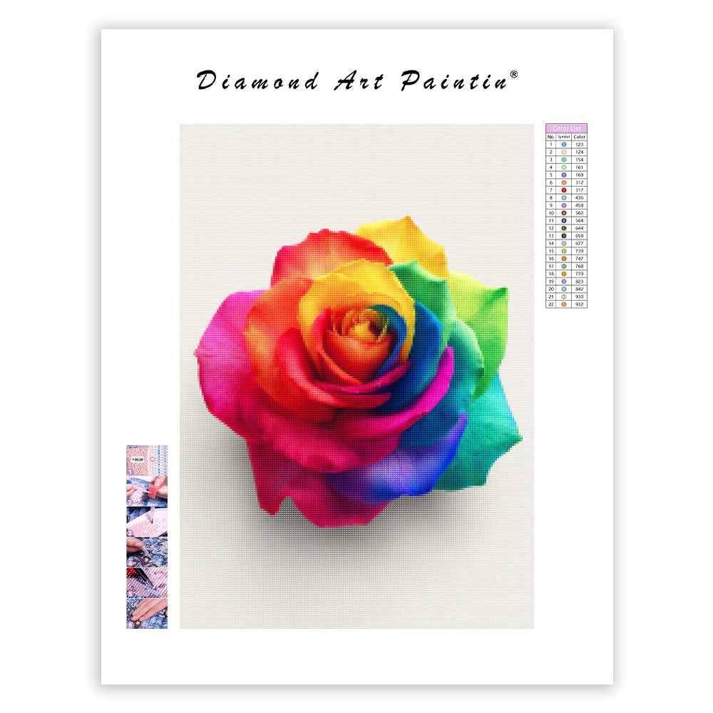 Rainbow Rose Bloom - Diamond Painting