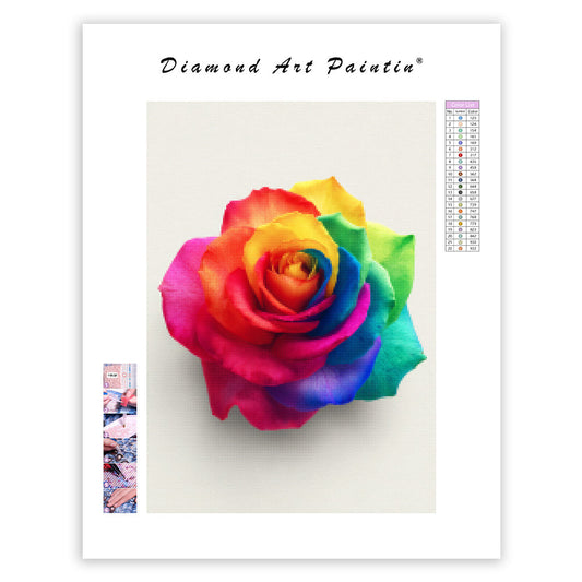 Rainbow Rose Bloom - Diamond Painting