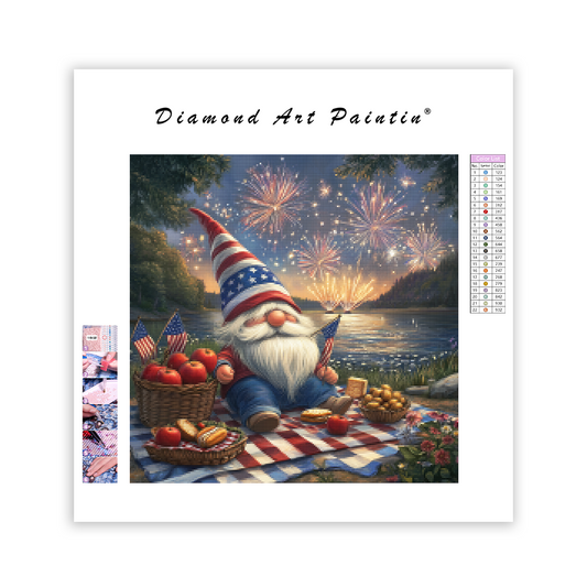 Patriotic Gnome Picnic - Diamond Painting