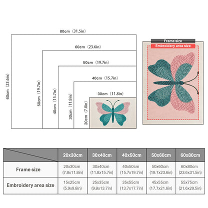 Teal & Pink Butterfly - Punch Needle