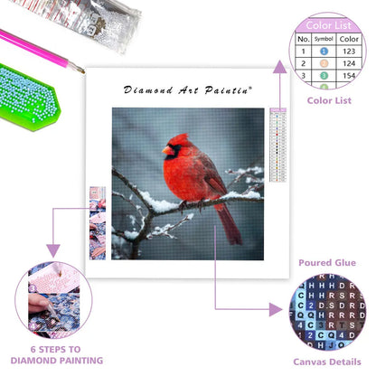Red Cardinal in Snow - Diamond Painting