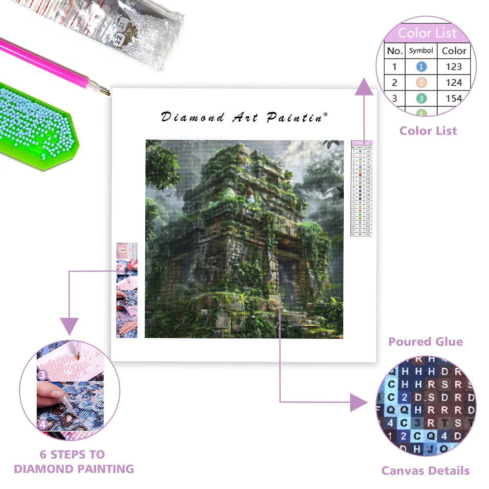 Ancient Temple in the Jungle - Diamond Painting