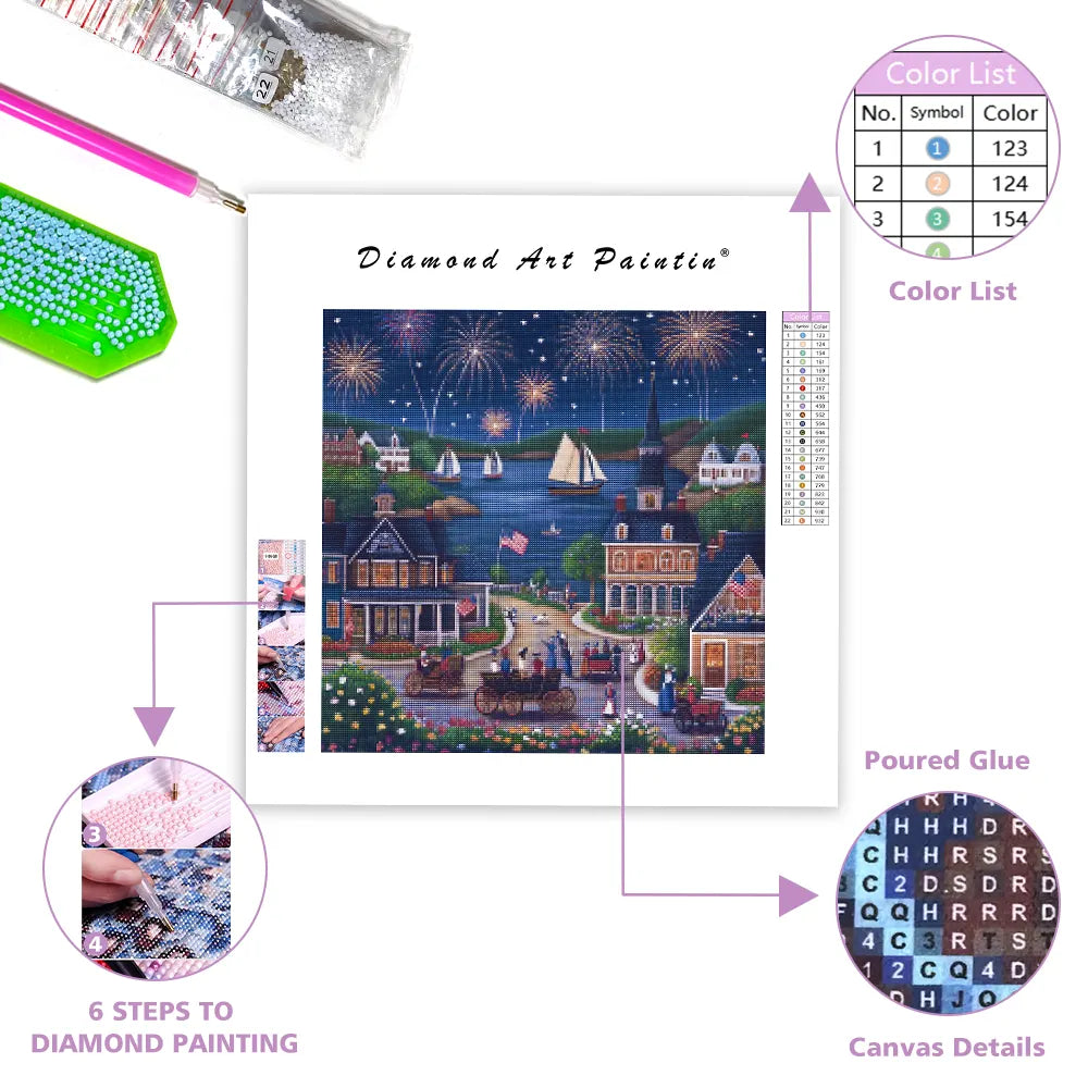 Festive Evening Illustration - Diamond Painting