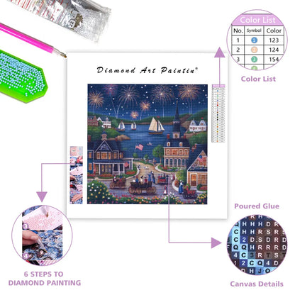 Festive Evening Illustration - Diamond Painting