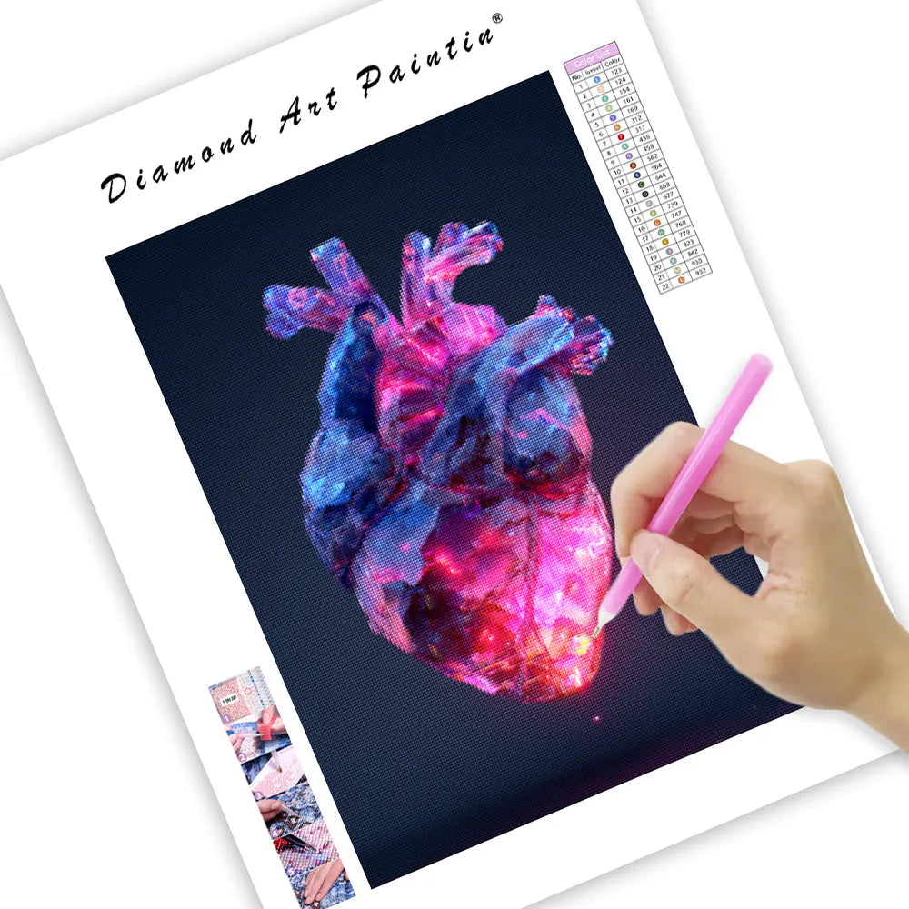 Glowing Crystal Heart - Diamond Painting