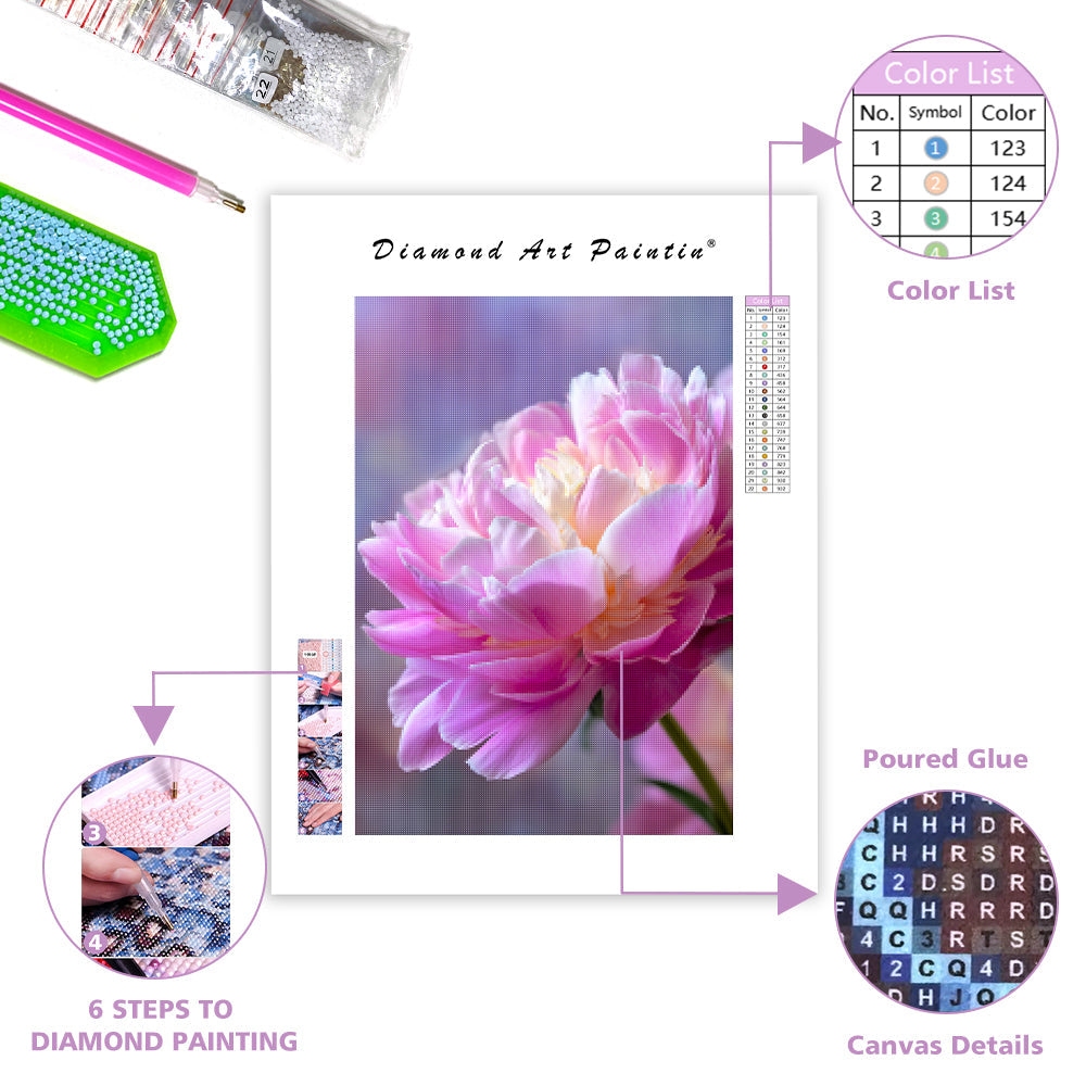 Pink Peony Bloom - Diamond Painting