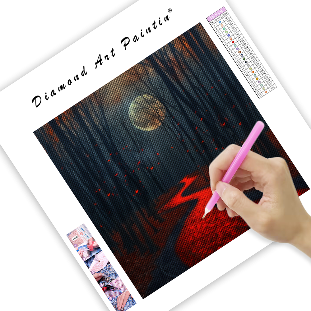Autumn Moon Path - Diamond Painting