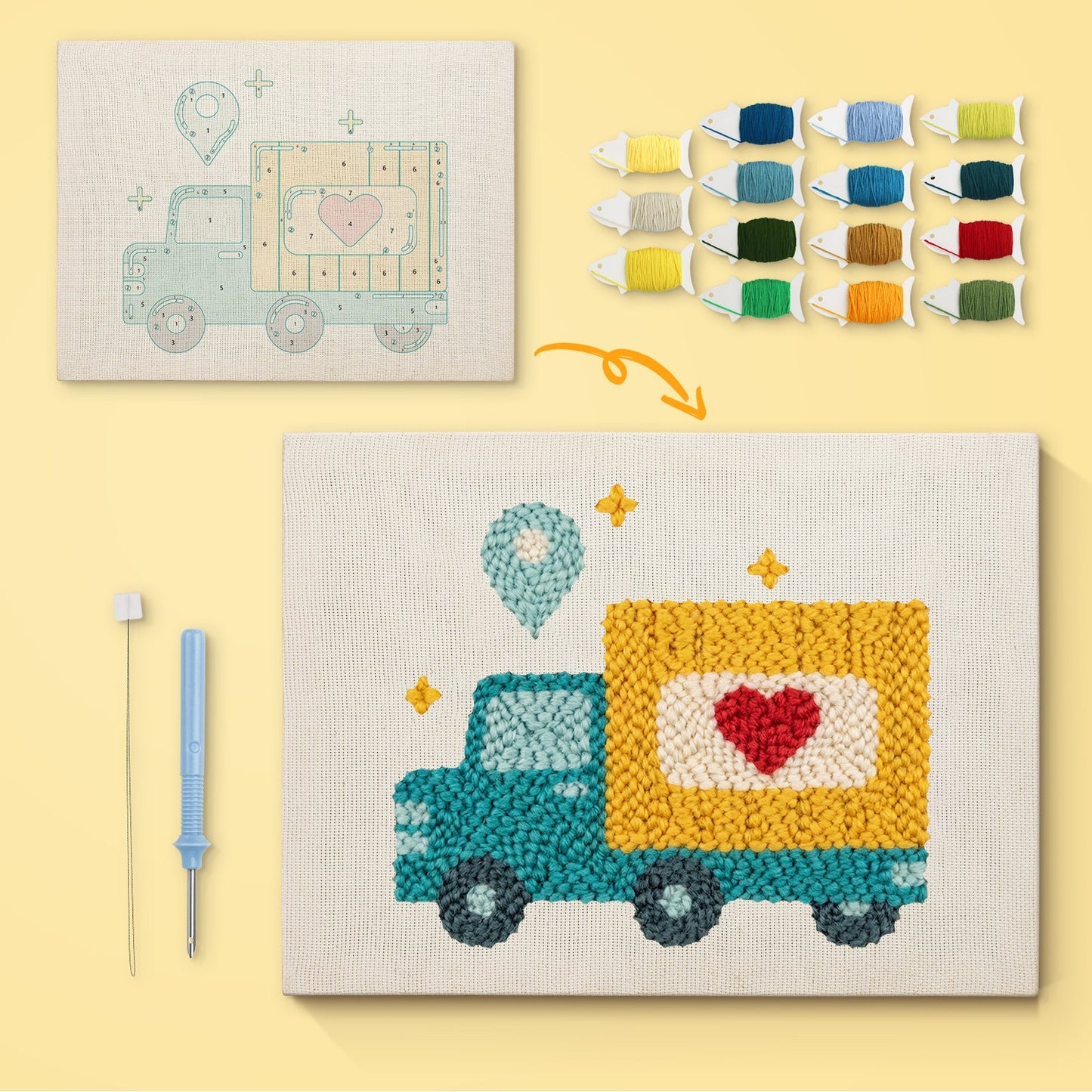 Gift Truck - Punch Needle