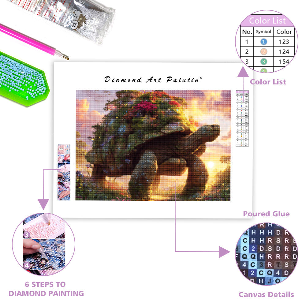 Tortoise with a Forest - Diamond Painting