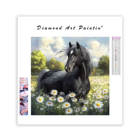 Horse in the Daisy Meadow - Diamond Painting