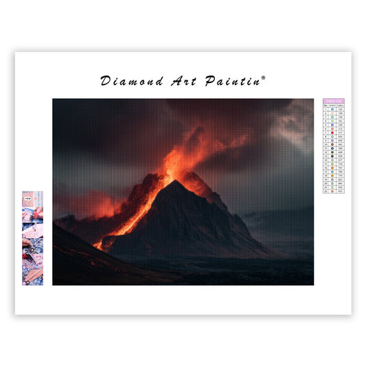 Icelandic Volcano Erupting - Diamond Painting