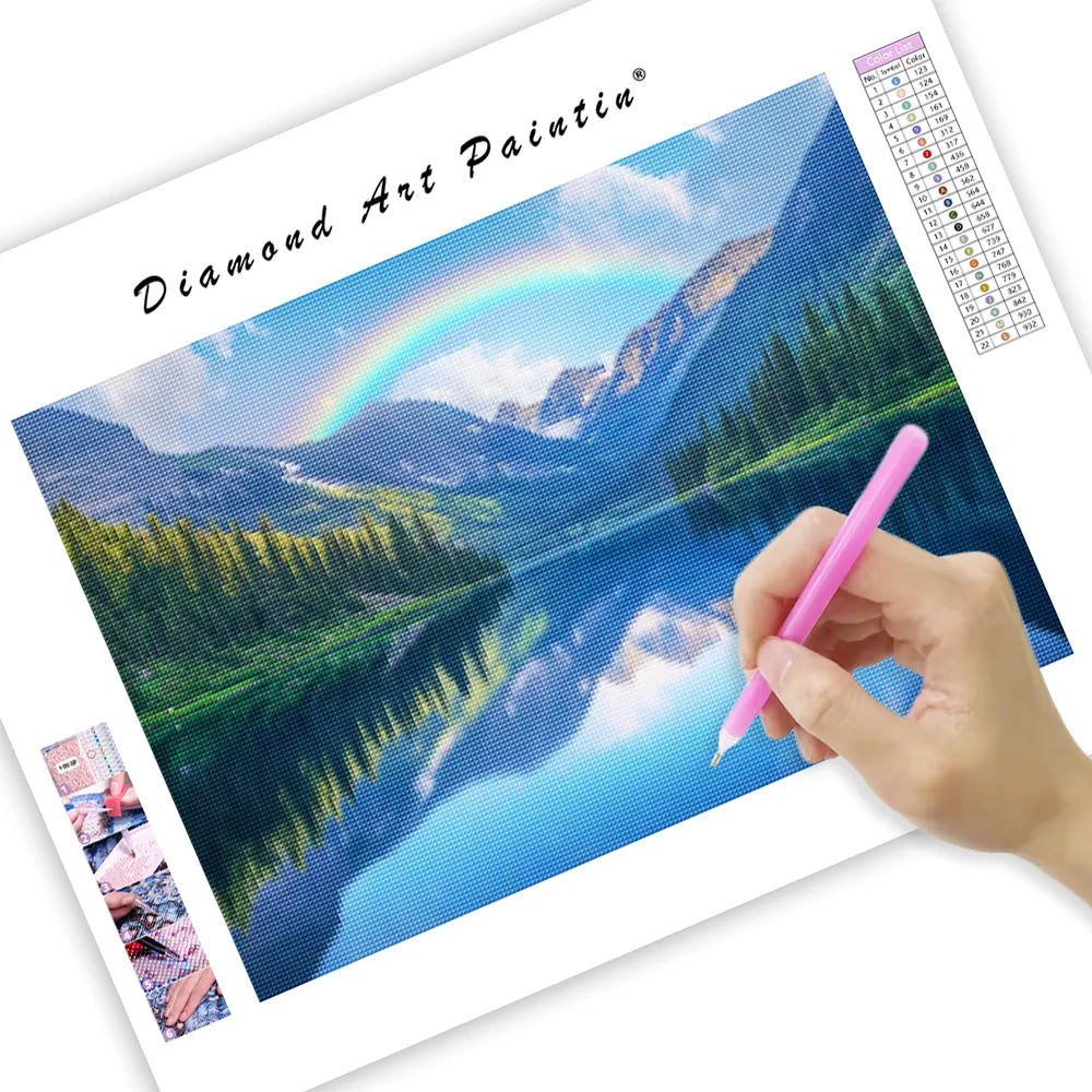 Tranquil Lake in Mountain Valley – Diamond Painting