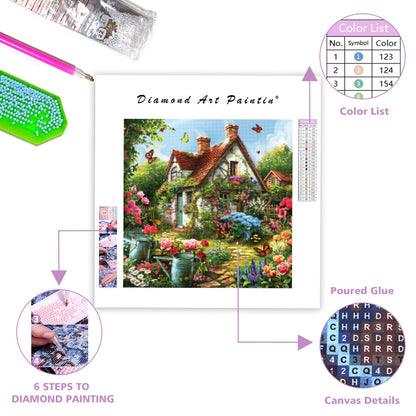Blooming Garden Cottage - Diamond Painting