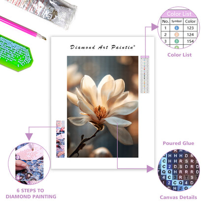 White Magnolia Soft - Diamond Painting