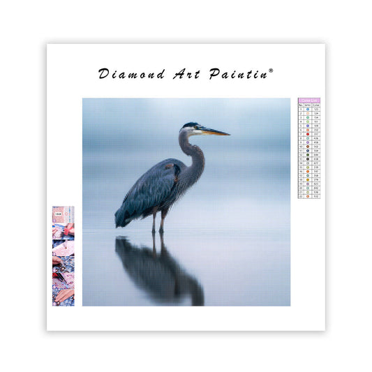 Great Blue Heron Reflection - Diamond Painting