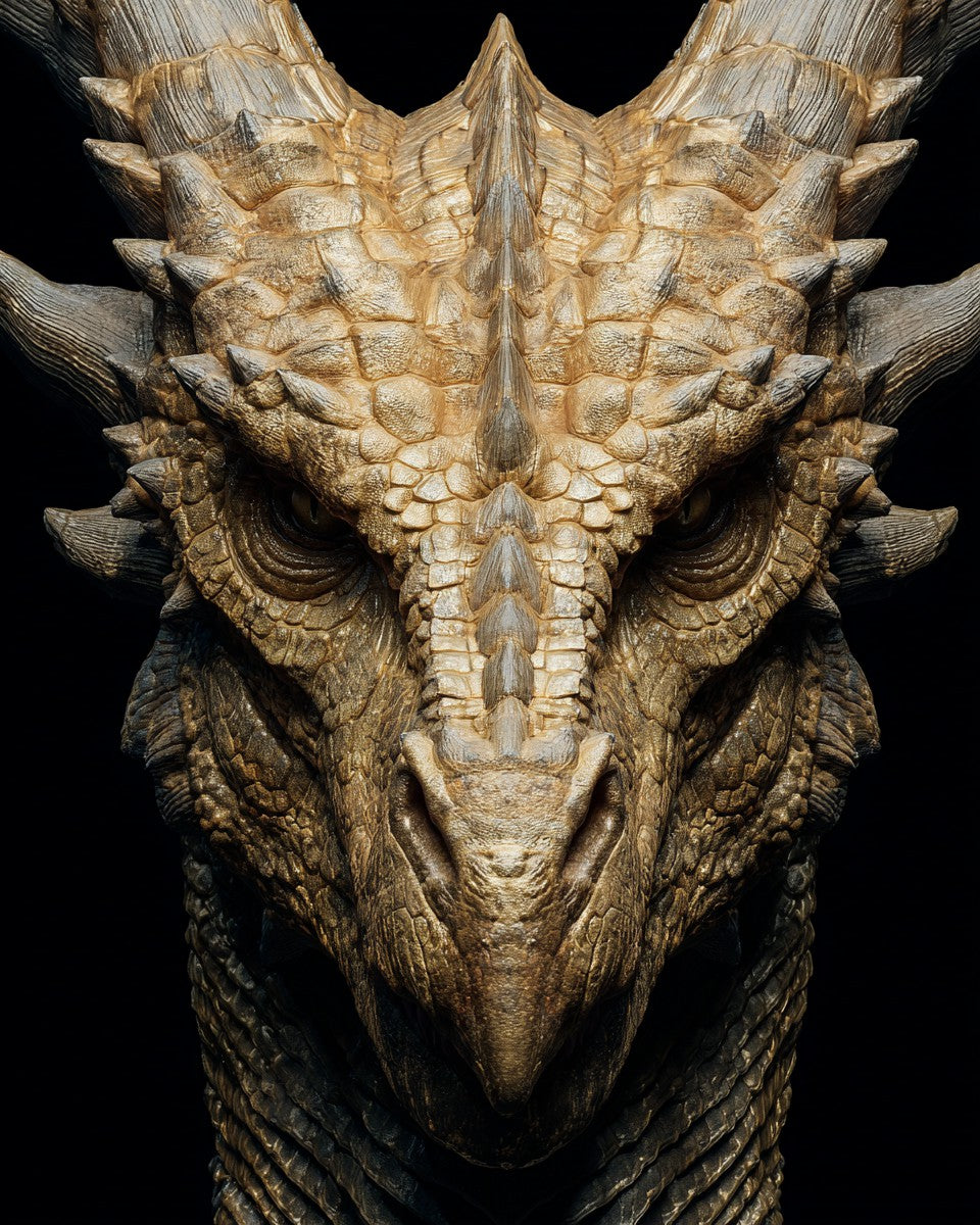 Golden Dragon Head - Diamond Painting