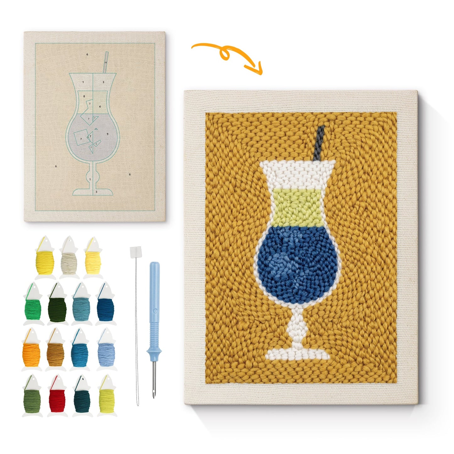 Blue Cocktail - Punch Needle