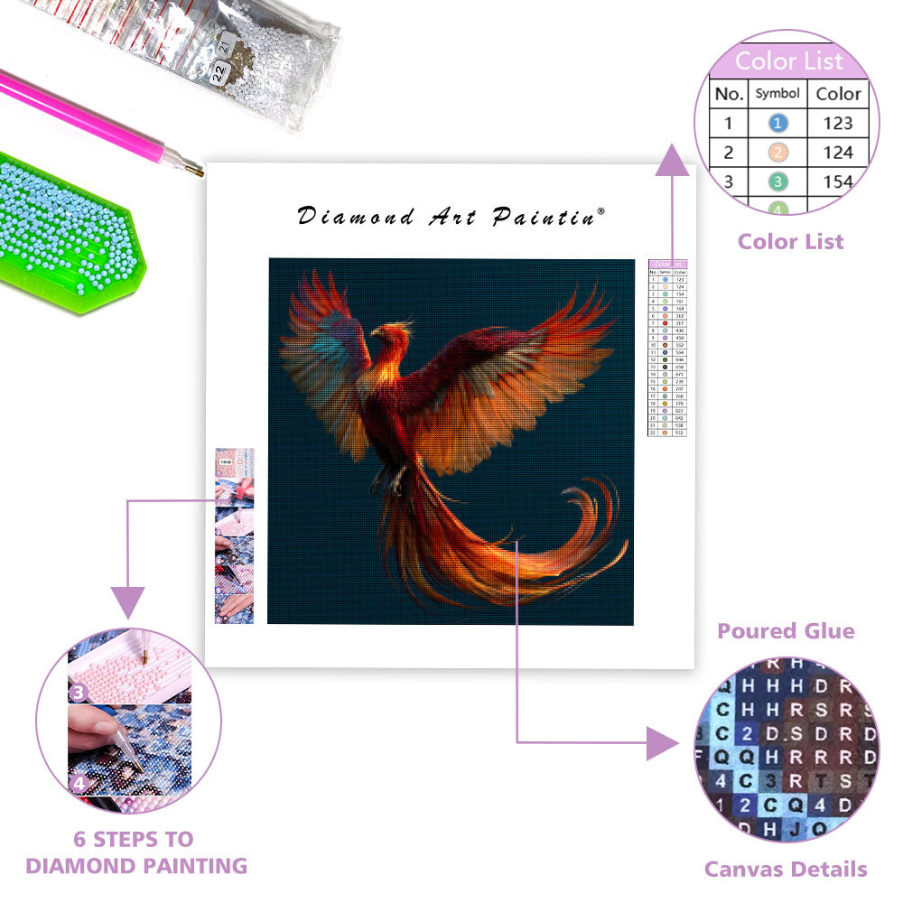 Crimson Phoenix - Diamond Painting