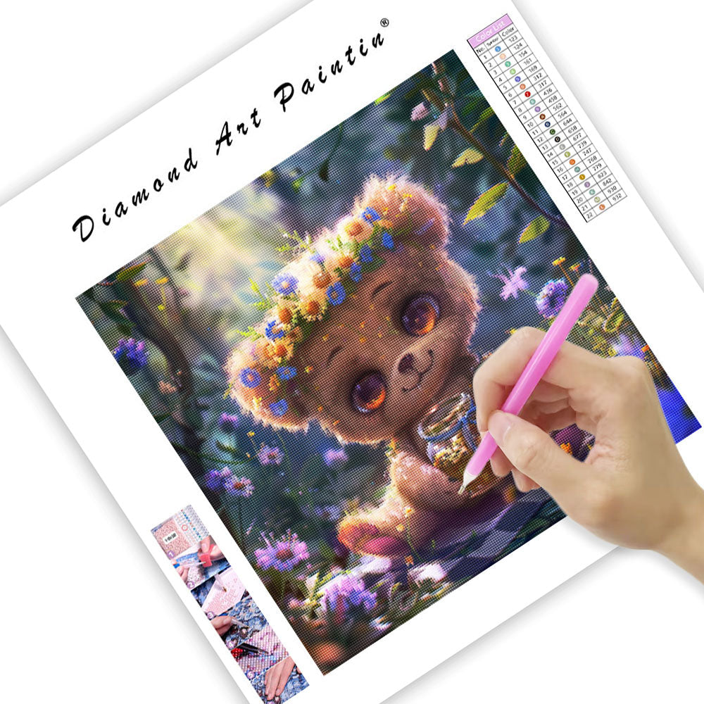 Flower Honey Bear - Diamond Painting