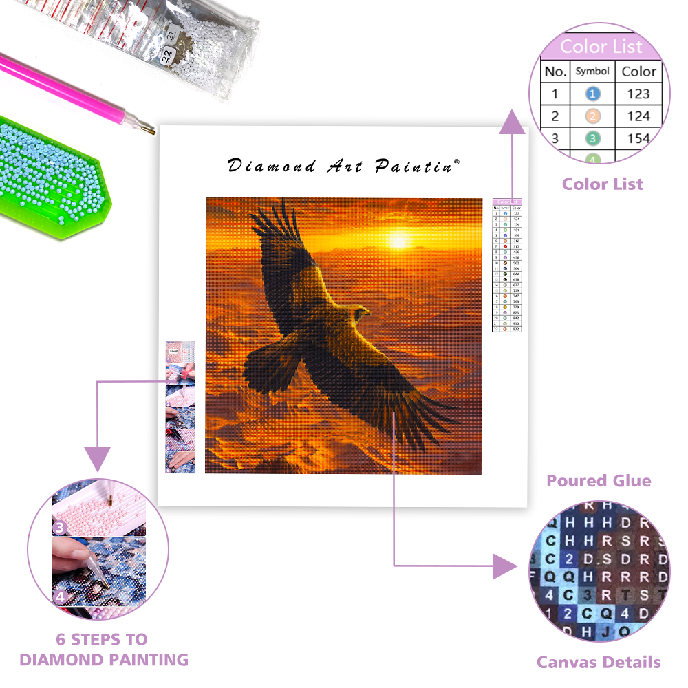 Golden Eagle Over Desert - Diamond Painting