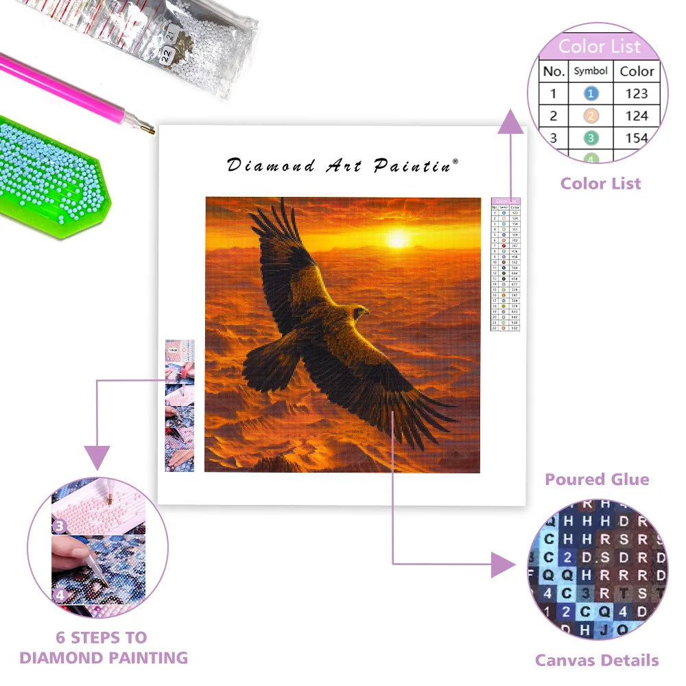Golden Eagle Over Desert - Diamond Painting