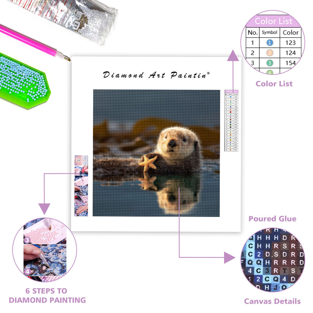 Sea Otter with Starfish - Diamond Painting