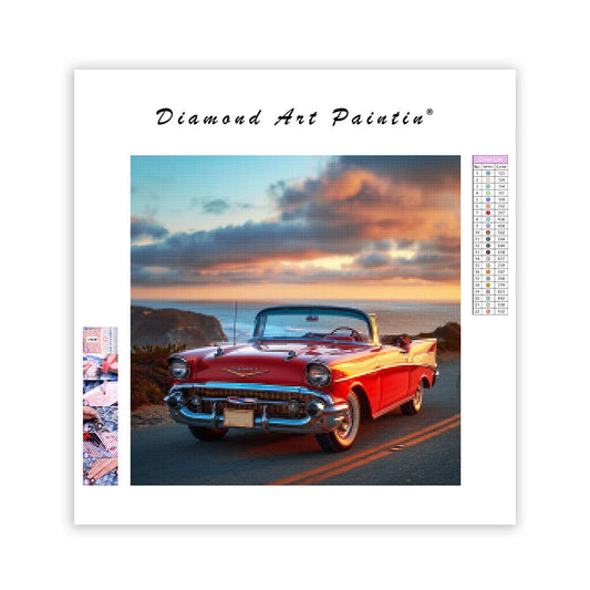 Vintage Red Convertible - Diamond Painting