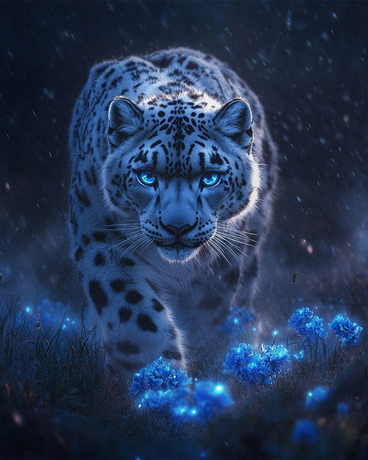 Giant Snow Leopard in Fog – Diamond Painting