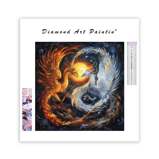 Yin Yang Dragon and Phoenix - Diamond Painting