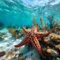 Orange Starfish on Reef - Diamond Painting