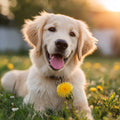 Golden Retriever with Dandelion - Diamond Painting