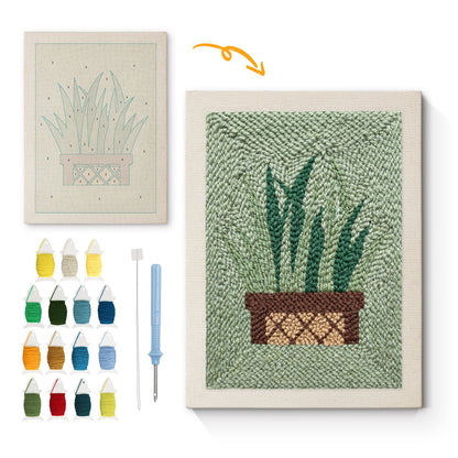 Green Plant - Punch Needle