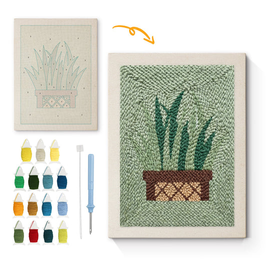 Green Plant - Punch Needle