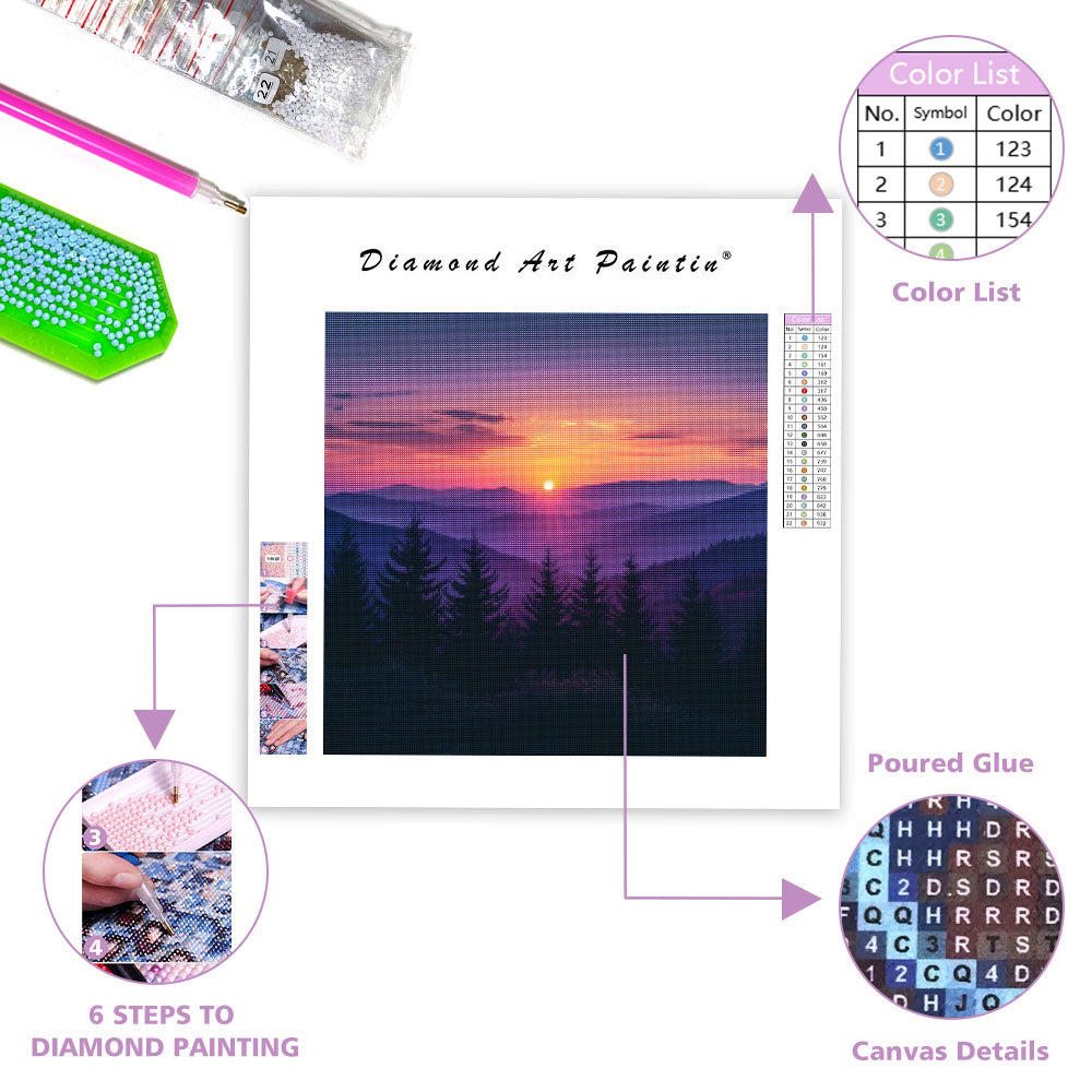 Sunset Mountain Serenity - Diamond Painting
