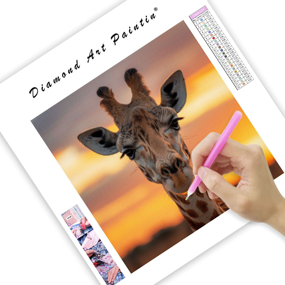 Giraffe Sunset - Diamond Painting