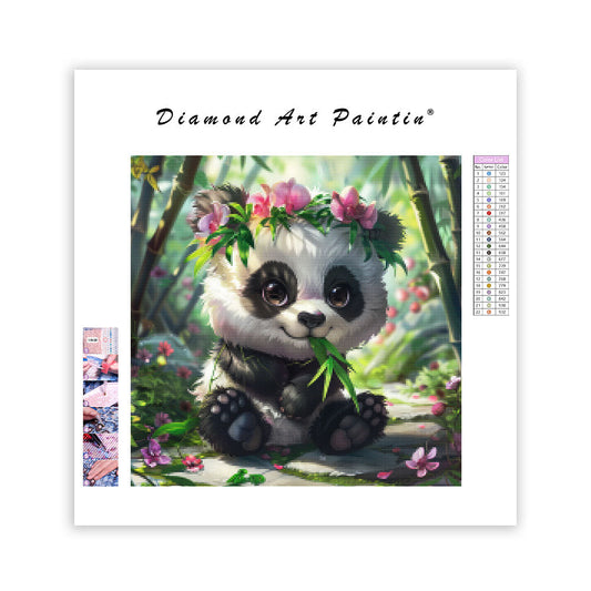 Bamboo Flower Panda - Diamond Painting