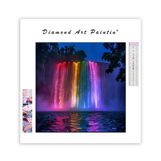 Rainbow Nightfall Falls - Diamond Painting