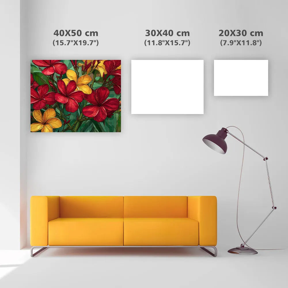 Red and Yellow Tropical Flowers - Diamond Painting