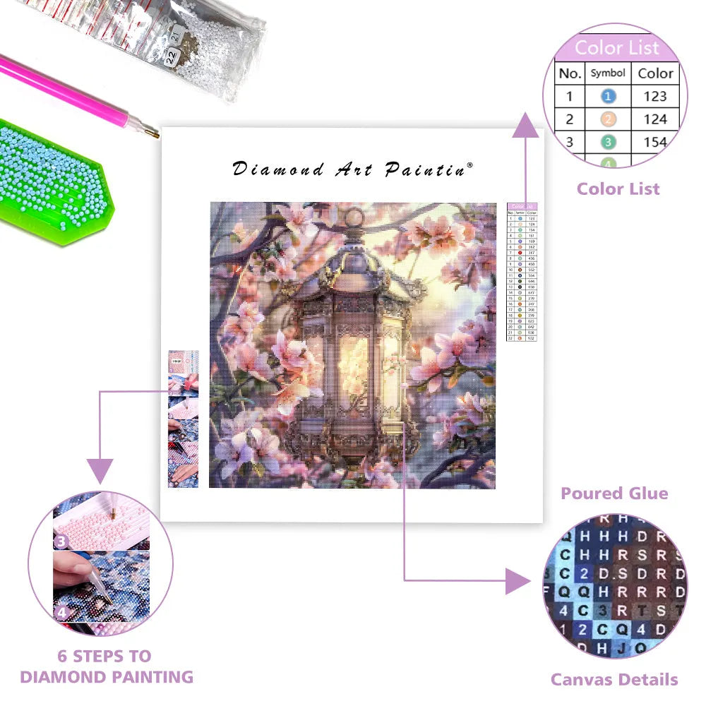 Floral Lantern Glow - Diamond Painting