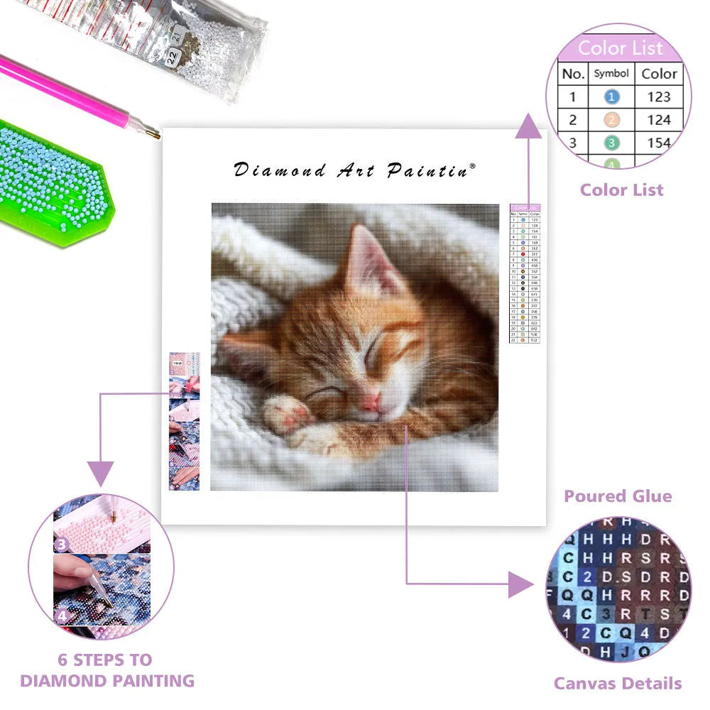 Orange Tabby Sweet Dream - Diamond Painting