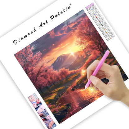 Sunset Blossom Valley - Diamond Painting