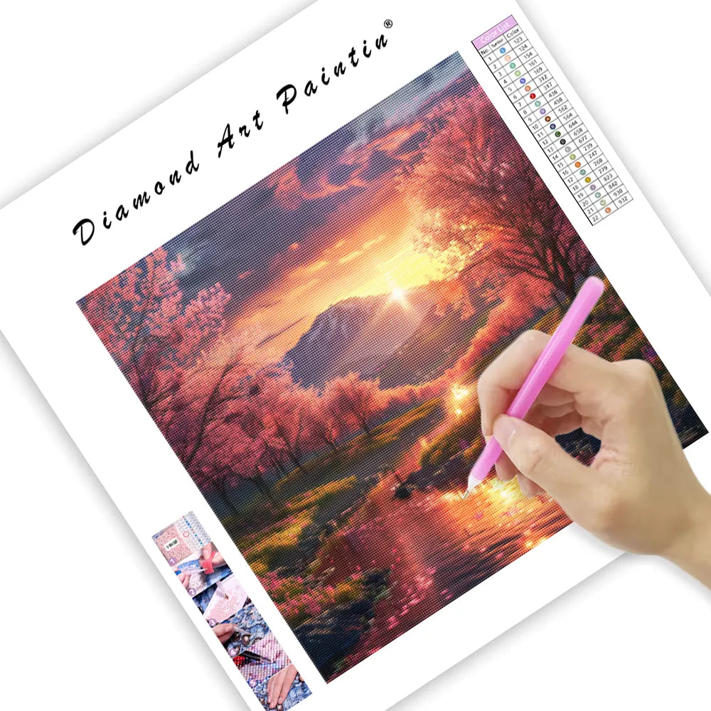 Sunset Blossom Valley - Diamond Painting