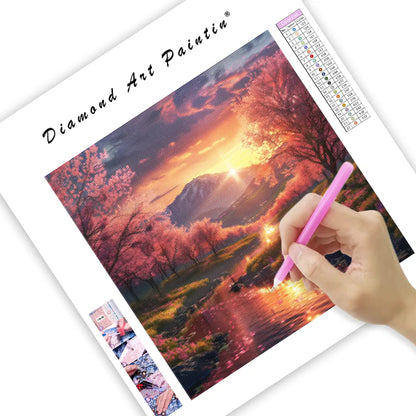 Sunset Blossom Valley - Diamond Painting