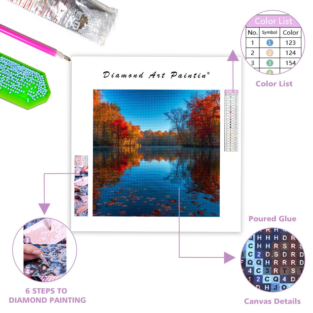 Autumn Lake Reflection - Diamond Painting
