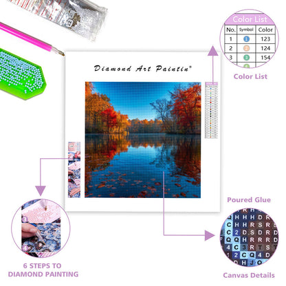 Autumn Lake Reflection - Diamond Painting