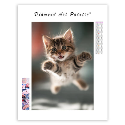 Kitten Playful Jump - Diamond Painting