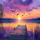 Tranquil Lake Sunset - Diamond Painting